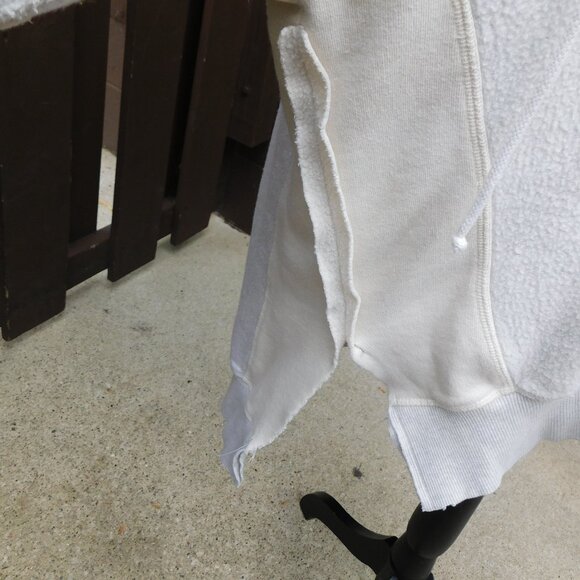 RARE Free People L Oversized Gray & Ivory Patchwork Hoodie Sweatshirt - Picture 4 of 6